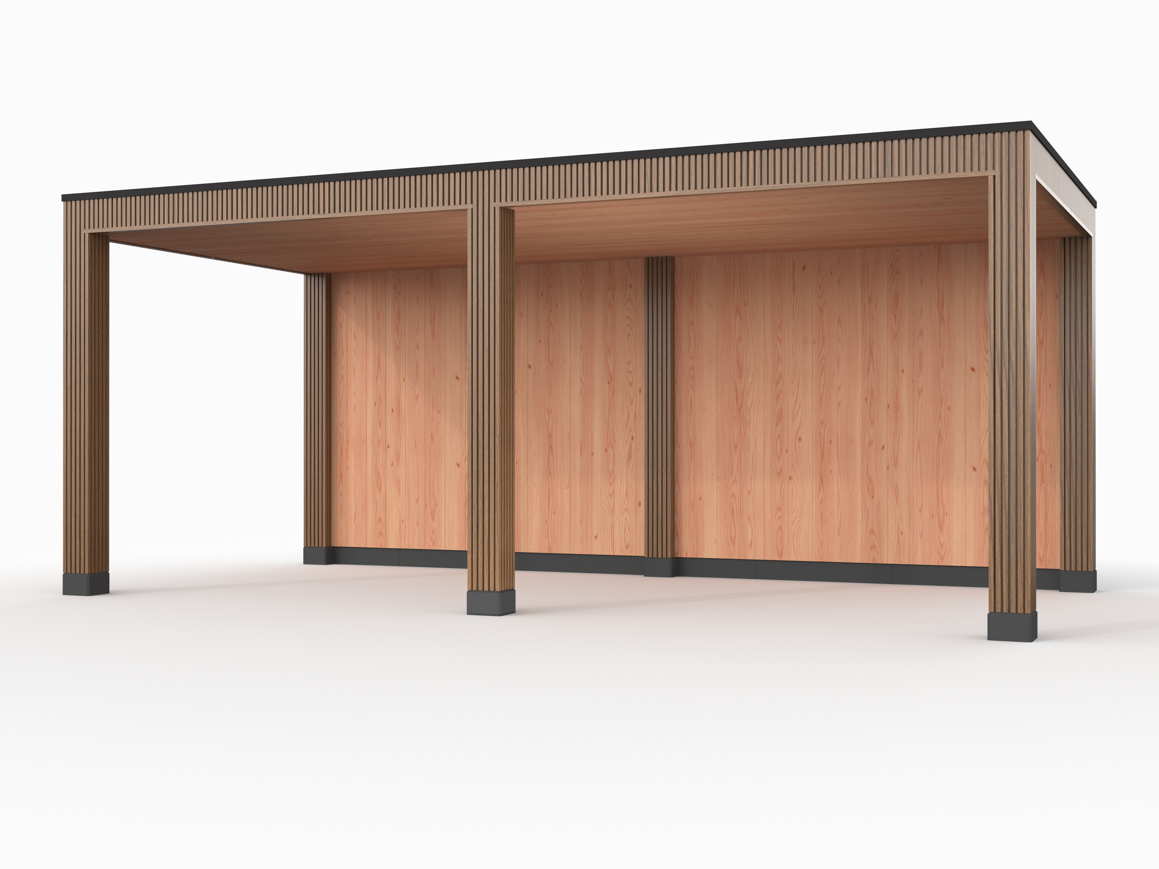 Douglas overkapping, 600 x 300, met achterwand, Westwood Rhombus Teak - Afbeelding 1